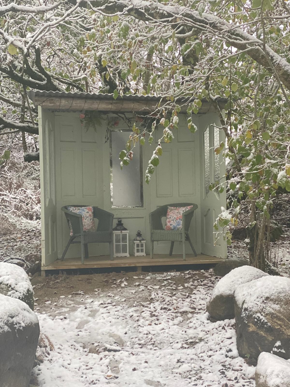 snowy reading area